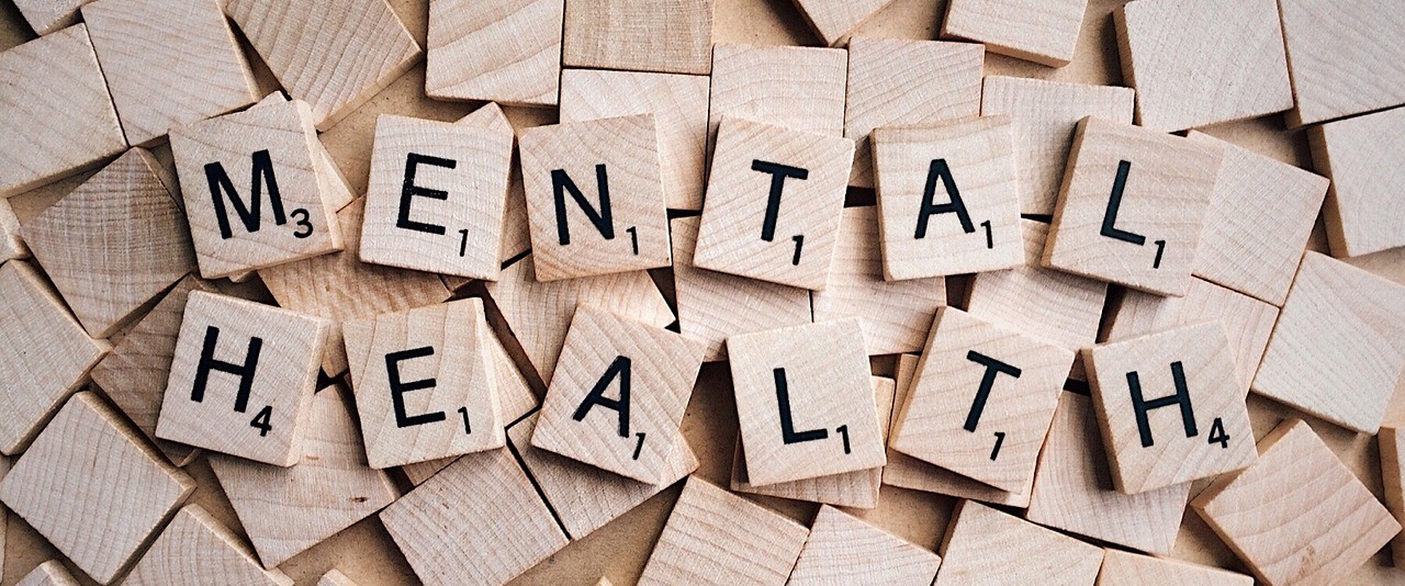 Auf Holz geschriebene Buchstaben "MENTAL HEALTH"